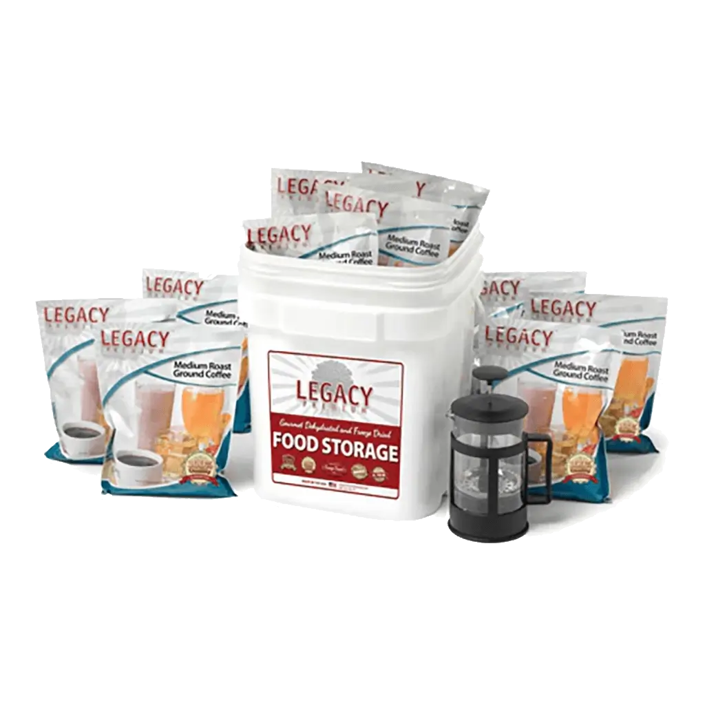 ground coffee bucket with french press