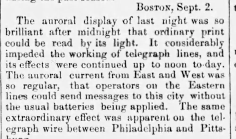 The Carrington Event of 1859 Newspaper Article